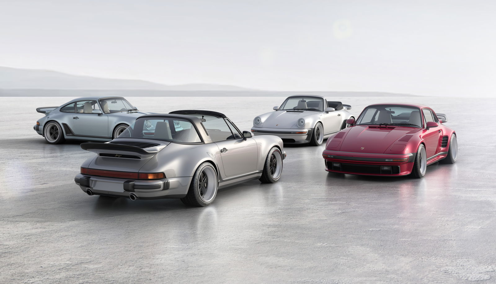 Four Singer-restored Porsche 911s